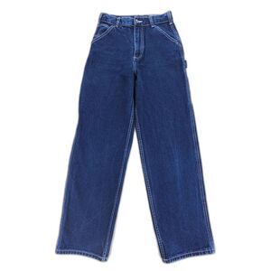 BRANDY MELVILLE Talia Dark Wash Carpenter Jeans 90s Workwear Wide Leg Denim Y2k